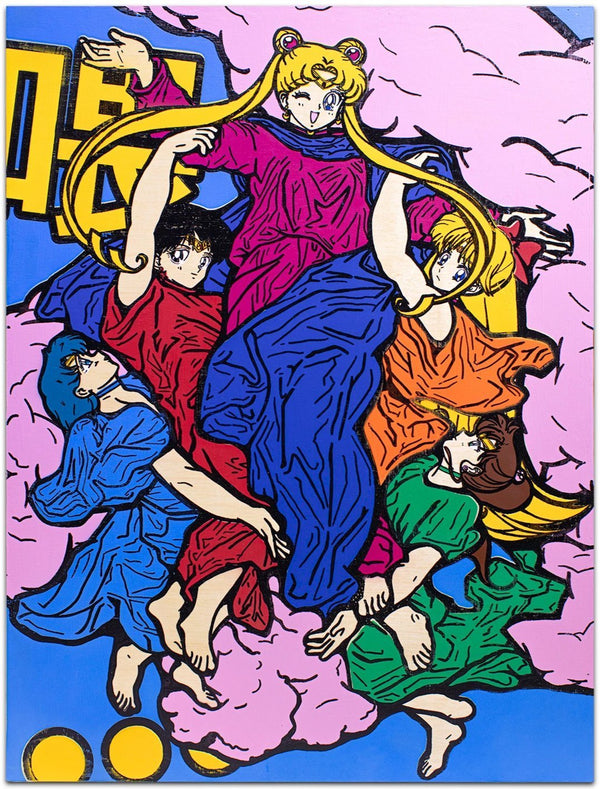 The Naiveté of The Virgins by Ernest Chang features The Sailor Moon characters as pastiche to 